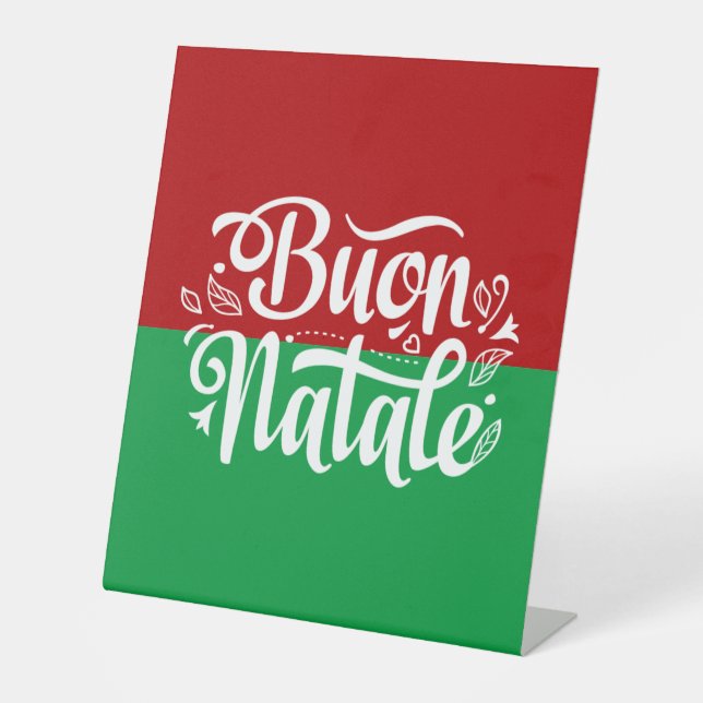Minimalist Buon Natale Italian Merry Christmas  Pedestal Sign (Front)