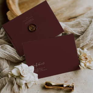 Minimalist Burgundy A7 5x7 Wedding Invitation  Envelope