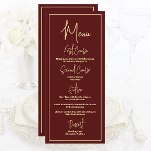 Minimalist Burgundy and Gold Jewel Tone Script Menu