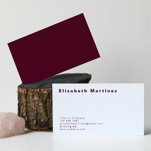 Minimalist Burgundy Front and Back Personalised Business Card