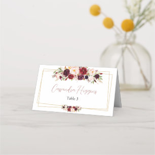 Minimalist Burgundy Geometric Guest Seating Place Card