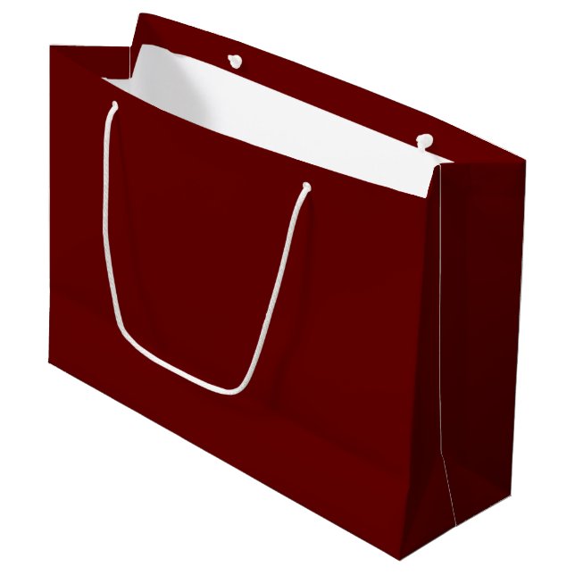 Minimalist burgundy maroon solid plain elegant large gift bag (Front Angled)