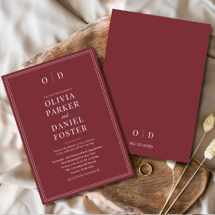 Minimalist Burgundy Modern Elegant Wedding Invitation