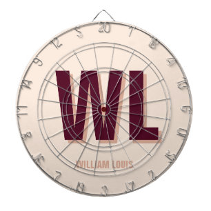 Minimalist Burgundy Pink Personalised Monogram  Dartboard