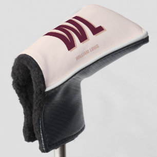 Minimalist Burgundy Pink Personalised Monogram  Golf Head Cover