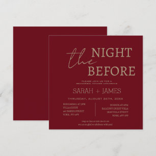 Minimalist Burgundy Rehearsal Dinner Wedding  Invitation