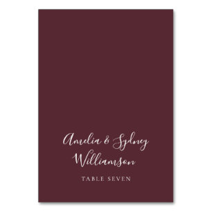 Minimalist Burgundy Script Custom Name Place Card