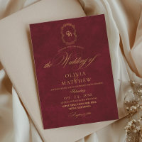 Minimalist Burgundy Velvet Script Wedding