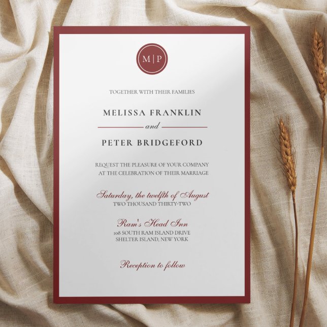 Minimalist Burgundy Wedding Invite (Creator Uploaded)