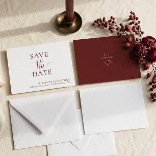 Minimalist Burgundy Wedding Save The Date Card