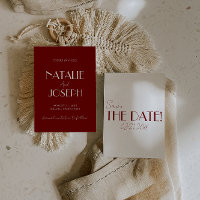 Minimalist Burgundy Whimsical Retro Wedding