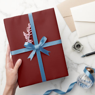 Minimalist Burgundy Wine Red Christmas Plain Colou Wrapping Paper