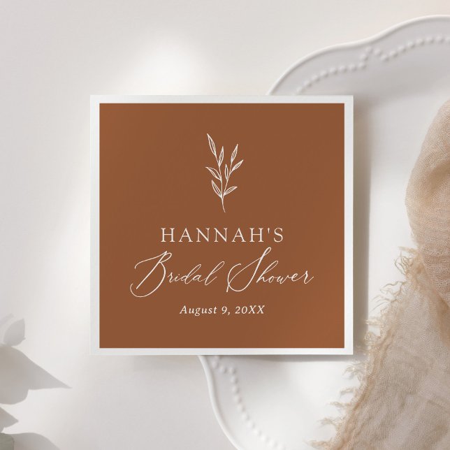 Minimalist Burnt Orange Boho Bridal Shower Napkin (Creator Uploaded)