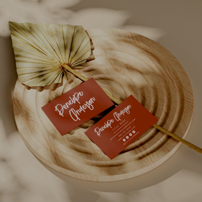 Minimalist Burnt Orange Boho Modern Terracotta  Business Card (Creator Uploaded)