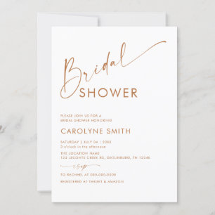 Minimalist Burnt Orange Terracotta Bridal Shower Invitation