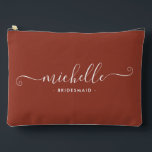 Minimalist Burnt Umber Personalised Bridesmaid Accessory Pouch<br><div class="desc">Introducing our Chic Minimalist cinnamon Personalised Bridesmaid Accessory Pouch, a stylish and versatile gift designed to celebrate your bridesmaids in elegance. This accessory pouch is the epitome of modern chic, perfect for any occasion from bridesmaid proposals to bridal showers. Crafted with a minimalist design, this pouch features a cinnamon hue...</div>
