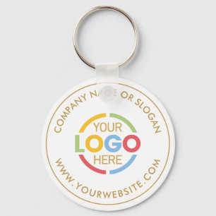 Minimalist Busines Logo Promotional White and Gold Key Ring