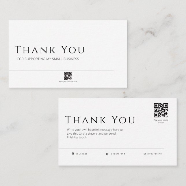  Minimalist Business Card, QR Code Insert Card (Front/Back)