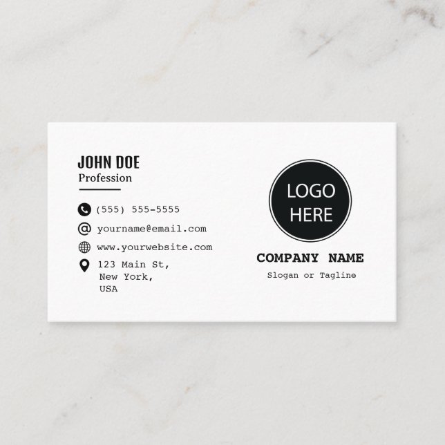 Minimalist Business Card with  Custom Logo (Front)
