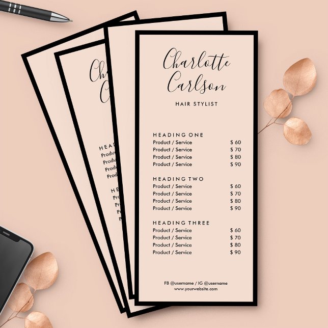 Minimalist Business Chic Blush Pink Rack Card (Creator Uploaded)