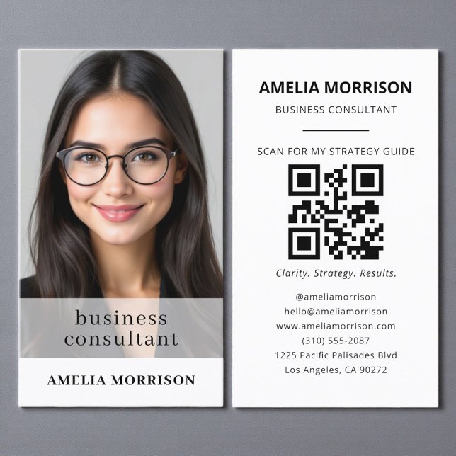 Minimalist Business Consultant QR Code Photo  Card (Creator Uploaded)