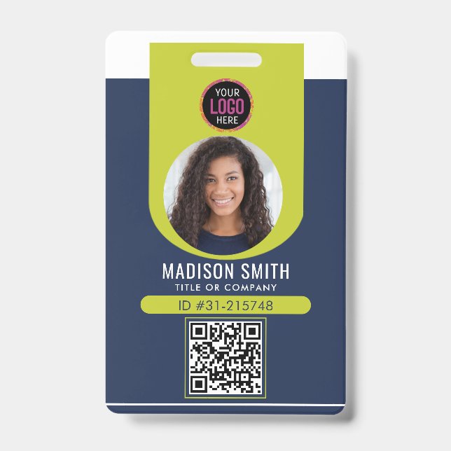  Minimalist Business Employee QR B ID Badge (Front)