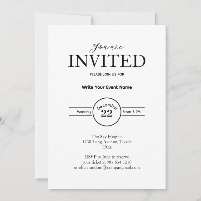 Minimalist business event  invitation (Front)