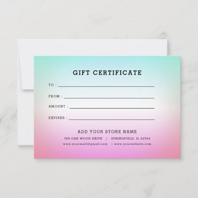 Minimalist Business Gift Certificate with Logo (Front)