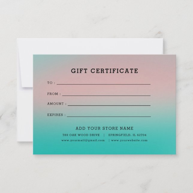 Minimalist Business Gift Certificate with Logo (Front)