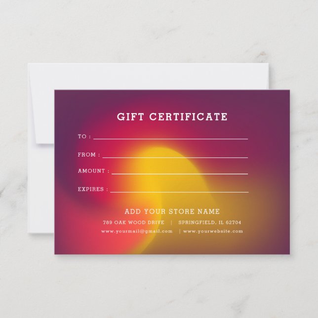 Minimalist Business Gift Certificate with Logo (Front)
