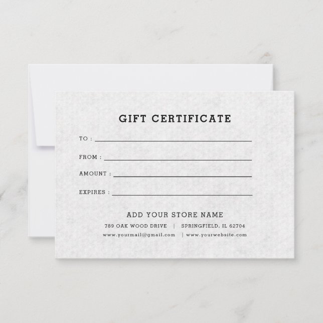 Minimalist Business Gift Certificate with Logo (Front)