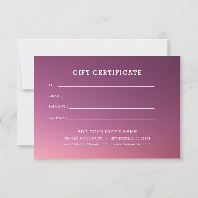 Minimalist Business Gift Certificate with Logo (Front)