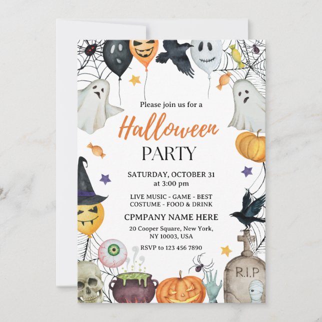 Minimalist Business Halloween Party Invitation (Front)
