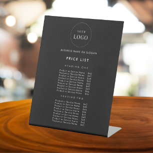 Minimalist Business Logo Black & White Price List  Pedestal Sign