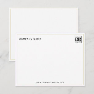 Minimalist Business Logo Company Name Gold Border Card