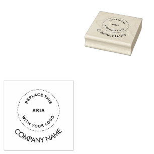 Minimalist Business Logo Company Name White Patch Rubber Stamp