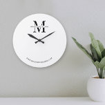 Minimalist Business Logo Corporate Gift Company Large Clock<br><div class="desc">Minimalist business wall clock design, featuring a simple black and white design with space for your monogram or logo. This fully editable design allows you to edit all text and colours to make your custom company branded clock. A great way to promote your business - use it in your office...</div>