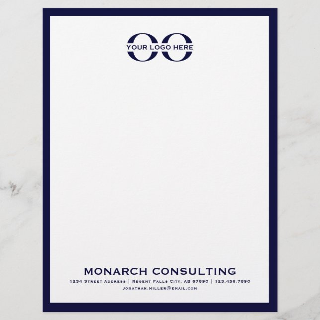 Minimalist Business Logo Letterhead Navy Frame (Front)