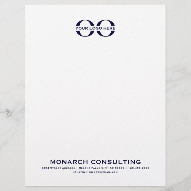 Minimalist Business Logo Name Contact Information Custom Letterhead (Front)