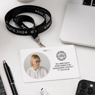 Minimalist Business Logo Photo Name Code Bar  ID Badge