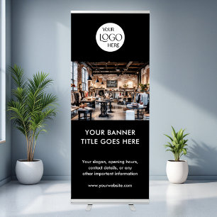 Minimalist Business Logo Professional Photo Black Retractable Banner