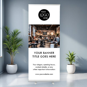 Minimalist Business Logo Professional Photo White Retractable Banner