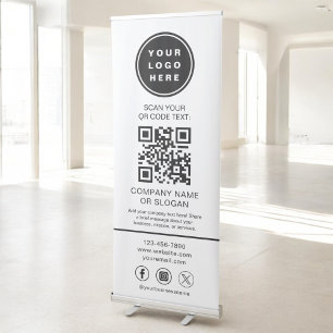 Minimalist Business Logo Professional QR Code Retractable Banner
