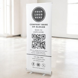 Minimalist Business Logo Professional QR Code Retractable Banner