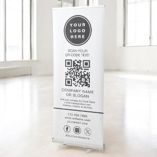 Minimalist Business Logo Professional QR Code Retractable Banner