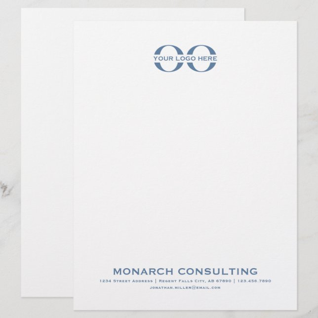 Minimalist Business Logo with Contact Information Custom Letterhead (Front/Back)