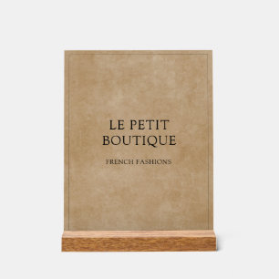 Minimalist Business Name on Rustic Brown  Acrylic Sign