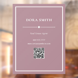 Minimalist Business Office White Dusty Rose QRcode Window Cling