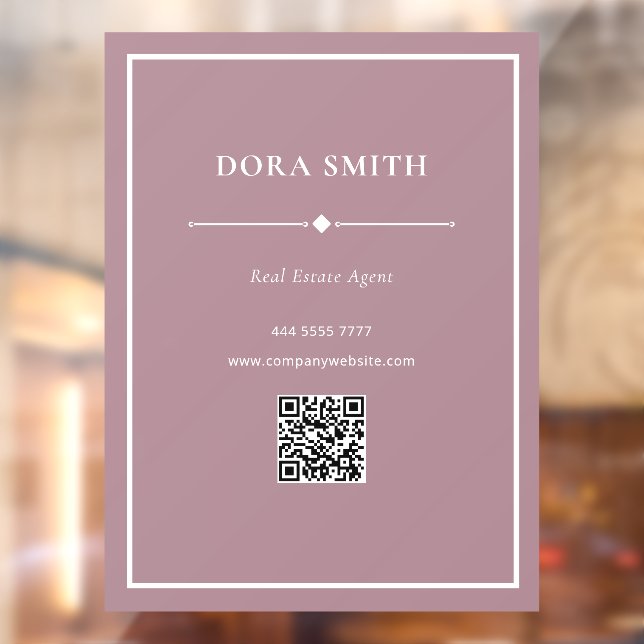 Minimalist Business Office White Dusty Rose QRcode Window Cling (Sheet 2)