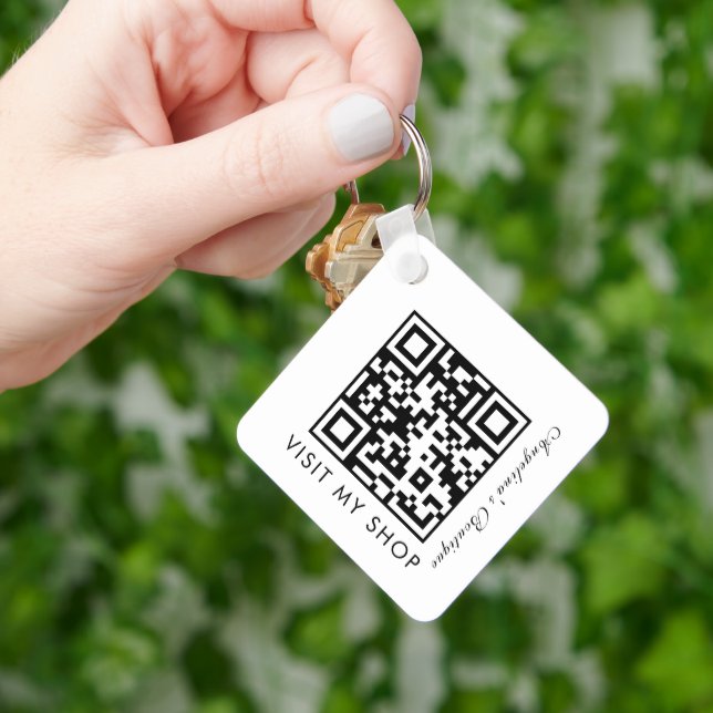 Minimalist Business QR Code Gradient Monogrammed   Key Ring (Hand)